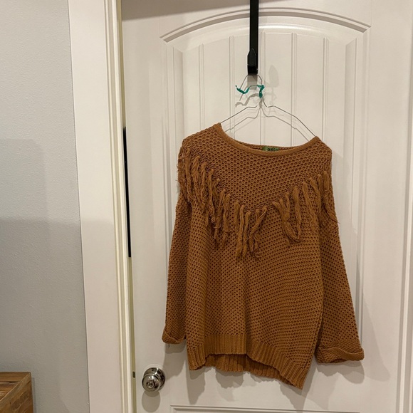 Mustard Seed Sweaters - Mustard Seed Fringe Sweater - Tan